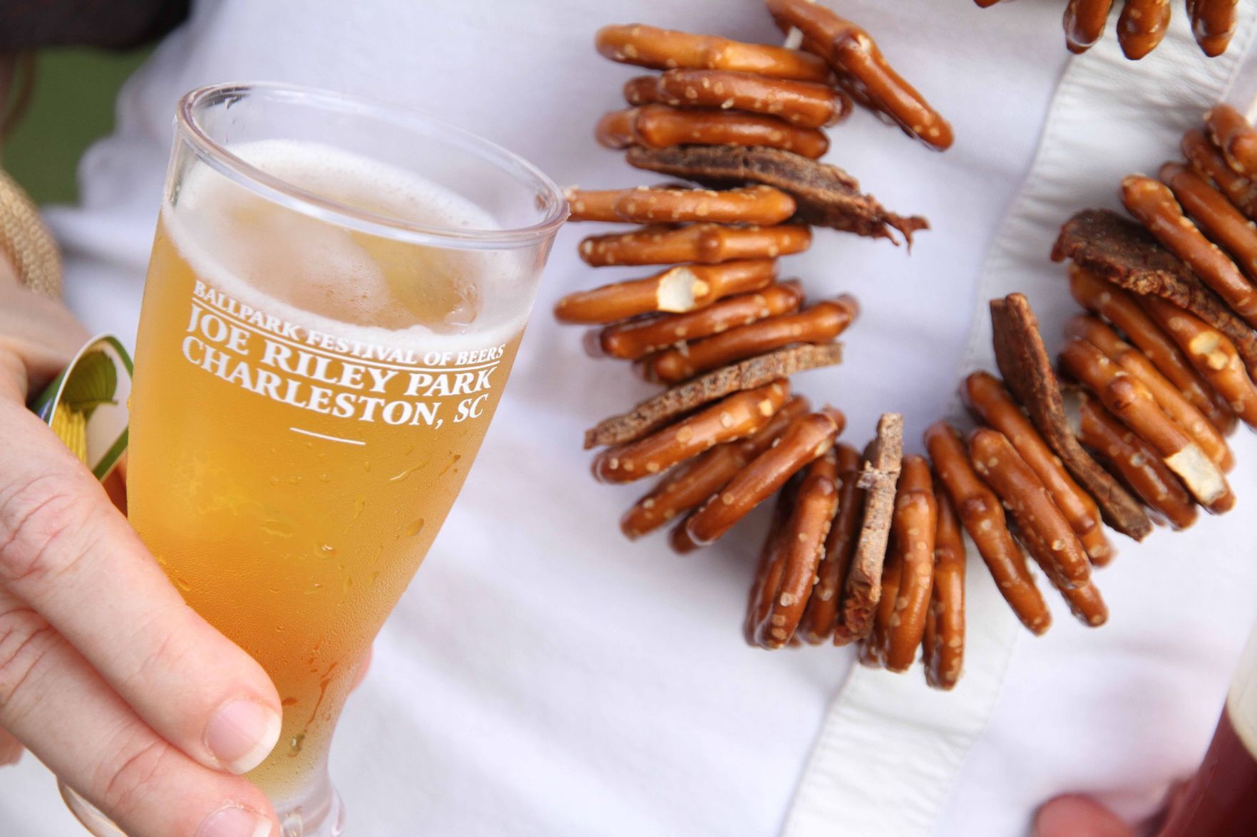 Ballpark Festival of Beer with pretzel necklace